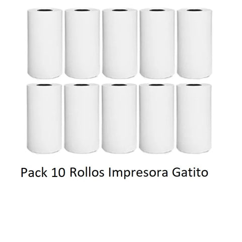 Pack 10 rollos Para Impresora Gatito