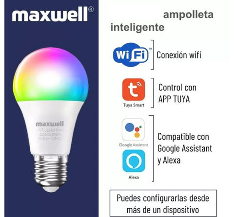 Ampolletas Inteligentes Maxwell E27 Wifi